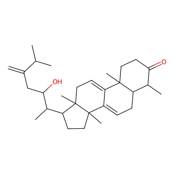 2D Structure of 17-(3-hydroxy-6-methyl-5-methylideneheptan-2-yl)-4,10,13,14-tetramethyl-2,4,5,6,12,15,16,17-octahydro-1H-cyclopenta[a]phenanthren-3-one