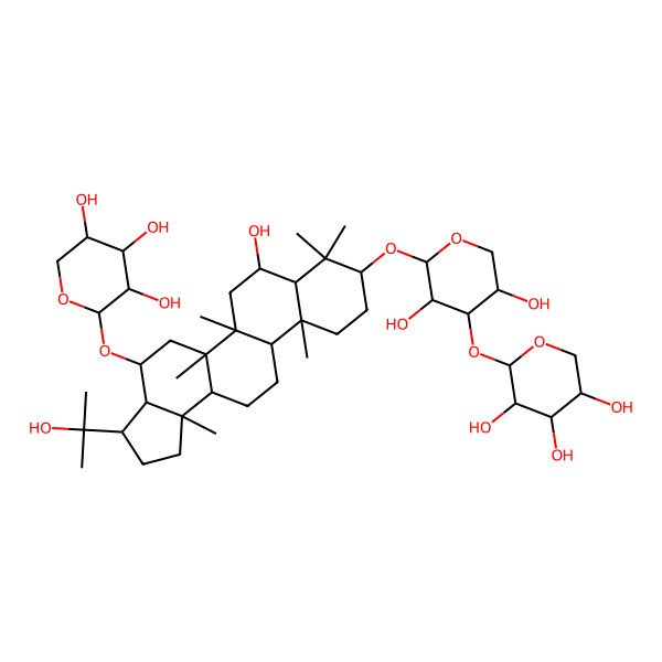2D Structure of (2S,3R,4S,5R)-2-[[(3S,3aS,4S,5aR,5bR,7S,7aR,9S,11aR,11bR,13aR,13bR)-9-[(2S,3R,4S,5S)-3,5-dihydroxy-4-[(2S,3R,4S,5R)-3,4,5-trihydroxyoxan-2-yl]oxyoxan-2-yl]oxy-7-hydroxy-3-(2-hydroxypropan-2-yl)-5a,5b,8,8,11a,13b-hexamethyl-1,2,3,3a,4,5,6,7,7a,9,10,11,11b,12,13,13a-hexadecahydrocyclopenta[a]chrysen-4-yl]oxy]oxane-3,4,5-triol