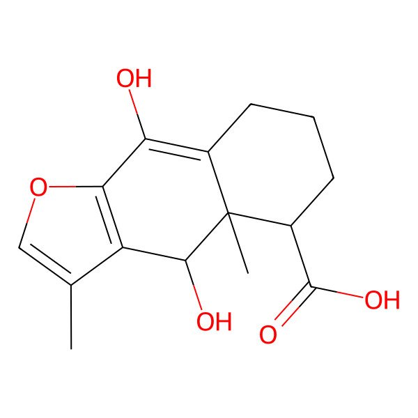2D Structure of (4R,4aR,5S)-4,9-dihydroxy-3,4a-dimethyl-5,6,7,8-tetrahydro-4H-benzo[f][1]benzofuran-5-carboxylic acid