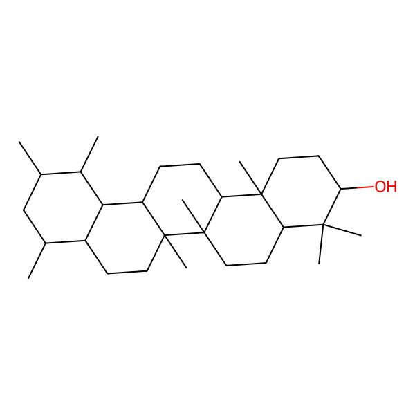 2D Structure of (3S,4aR,6aR,6aR,6bR,8aS,9R,11R,12S,12aR,14aR,14bR)-4,4,6a,6b,9,11,12,14b-octamethyl-1,2,3,4a,5,6,6a,7,8,8a,9,10,11,12,12a,13,14,14a-octadecahydropicen-3-ol