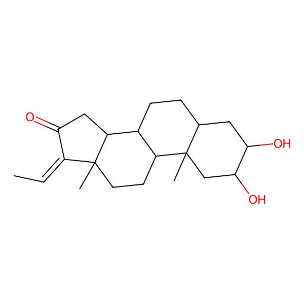 2D Structure of (2S,3R,5R,8R,9S,10S,13S,14S,17E)-17-ethylidene-2,3-dihydroxy-10,13-dimethyl-2,3,4,5,6,7,8,9,11,12,14,15-dodecahydro-1H-cyclopenta[a]phenanthren-16-one