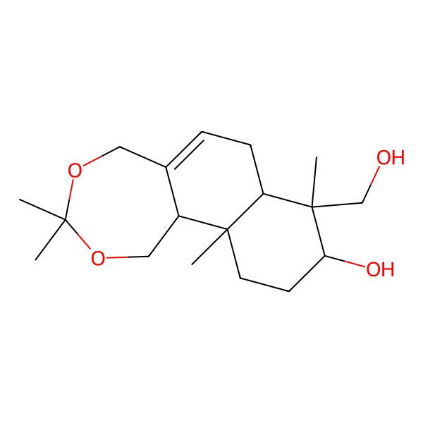2D Structure of 8-(Hydroxymethyl)-3,3,8,11a-tetramethyl-1,5,7,7a,9,10,11,11b-octahydrobenzo[g][2,4]benzodioxepin-9-ol
