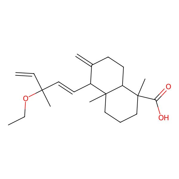 2D Structure of 5-(3-ethoxy-3-methylpenta-1,4-dienyl)-1,4a-dimethyl-6-methylidene-3,4,5,7,8,8a-hexahydro-2H-naphthalene-1-carboxylic acid