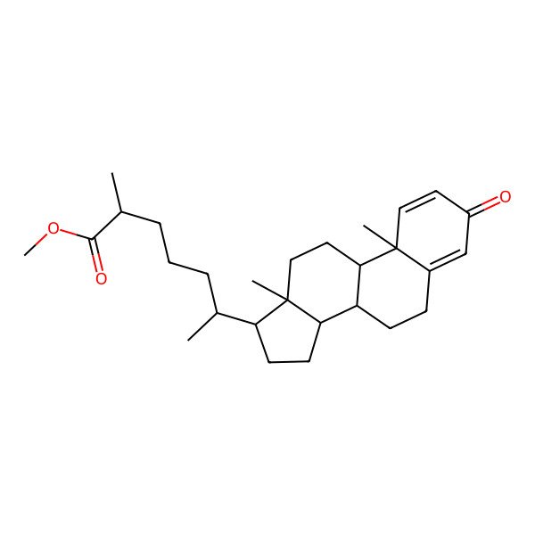 2D Structure of methyl (2R,6R)-6-[(8S,9S,10R,13R,14S,17R)-10,13-dimethyl-3-oxo-6,7,8,9,11,12,14,15,16,17-decahydrocyclopenta[a]phenanthren-17-yl]-2-methylheptanoate