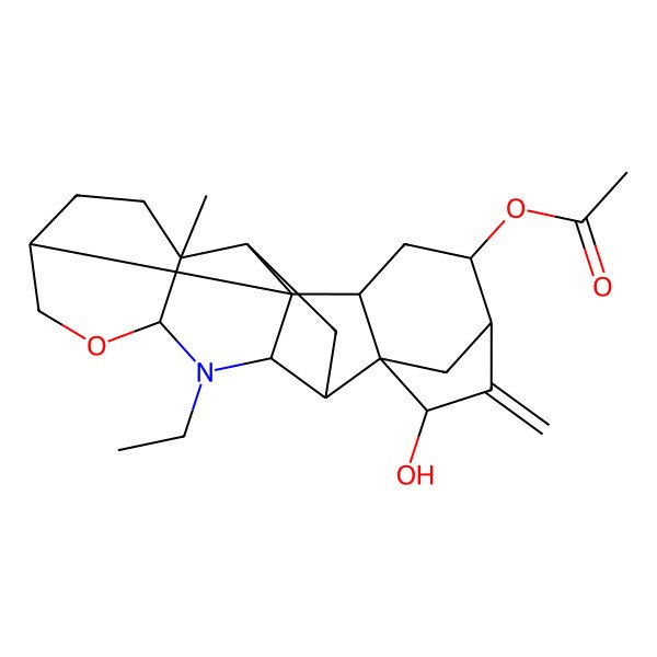 2D Structure of (12-Ethyl-20-hydroxy-5-methyl-19-methylidene-10-oxa-12-azaheptacyclo[16.2.1.01,15.02,13.04,14.05,11.08,14]henicosan-17-yl) acetate