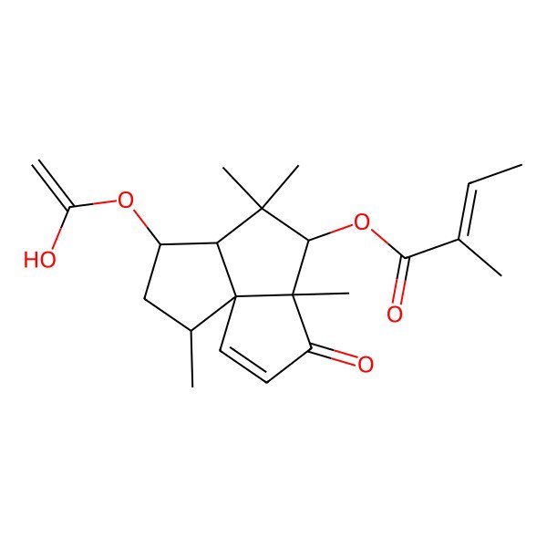 2D Structure of [(5R,6S,8R,9R,11R)-9-(1-hydroxyethenoxy)-5,7,7,11-tetramethyl-4-oxo-6-tricyclo[6.3.0.01,5]undec-2-enyl] (Z)-2-methylbut-2-enoate