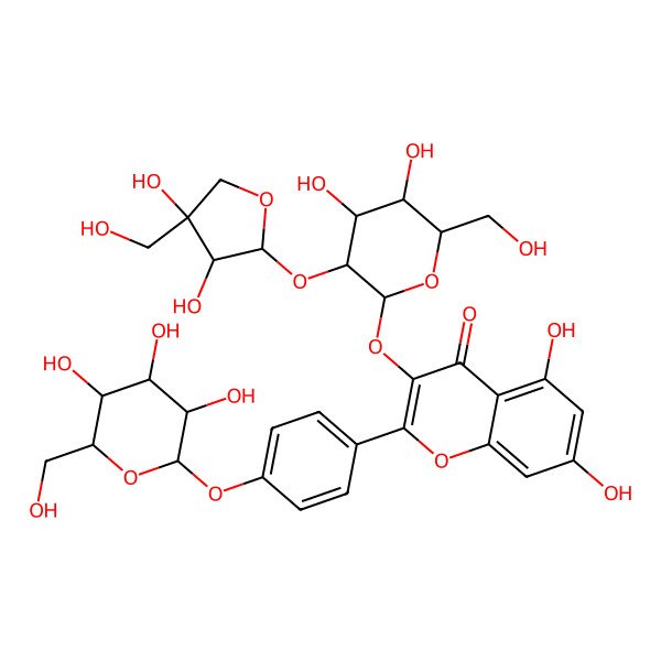2D Structure of 3-[(2S,3R,4S,5S,6R)-3-[(2S,3R,4R)-3,4-dihydroxy-4-(hydroxymethyl)oxolan-2-yl]oxy-4,5-dihydroxy-6-(hydroxymethyl)oxan-2-yl]oxy-5,7-dihydroxy-2-[4-[(2S,3R,4S,5S,6R)-3,4,5-trihydroxy-6-(hydroxymethyl)oxan-2-yl]oxyphenyl]chromen-4-one