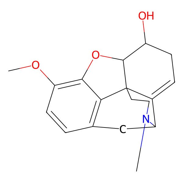 2D Structure of (4R,7R,12bS)-9-methoxy-3-methyl-2,4,6,7,7a,13-hexahydro-1H-4,12-methanobenzofuro[3,2-e]isoquinolin-7-ol