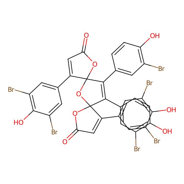 2D Structure of 12,13-Bis(3-bromo-4-hydroxyphenyl)-1,11-bis(3,5-dibromo-4-hydroxyphenyl)-4,6,8-trioxadispiro[4.1.47.25]trideca-1,10,12-triene-3,9-dione