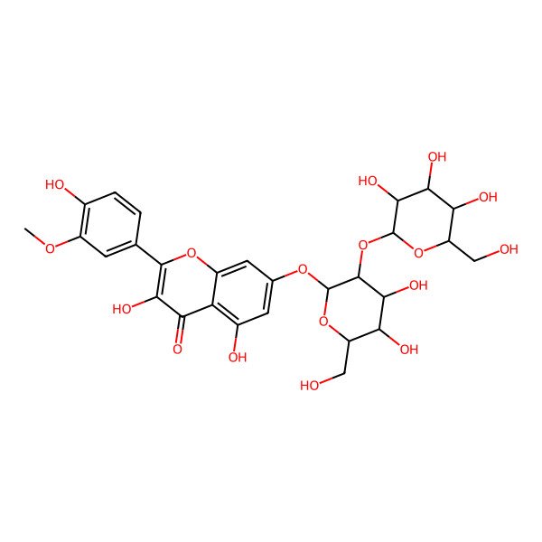 2D Structure of 7-[(2S,3R,4S,5S,6R)-4,5-dihydroxy-6-(hydroxymethyl)-3-[(2S,3R,4S,5S,6R)-3,4,5-trihydroxy-6-(hydroxymethyl)oxan-2-yl]oxyoxan-2-yl]oxy-3,5-dihydroxy-2-(4-hydroxy-3-methoxyphenyl)chromen-4-one