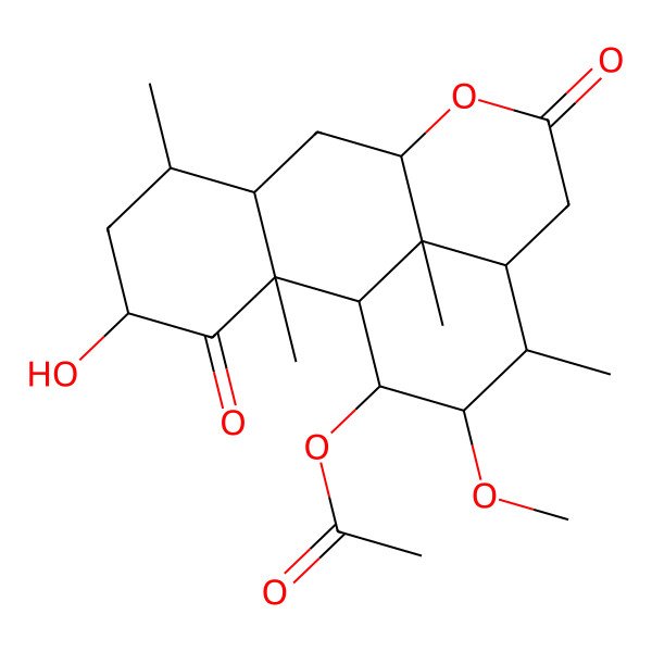 2D Structure of (4-Hydroxy-15-methoxy-2,6,14,17-tetramethyl-3,11-dioxo-10-oxatetracyclo[7.7.1.02,7.013,17]heptadecan-16-yl) acetate
