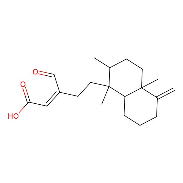 2D Structure of 5-(1,2,4a-trimethyl-5-methylidene-3,4,6,7,8,8a-hexahydro-2H-naphthalen-1-yl)-3-formylpent-2-enoic acid