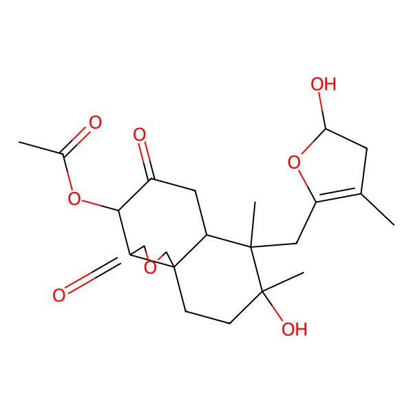2D Structure of [8-hydroxy-7-[(2-hydroxy-4-methyl-2,3-dihydrofuran-5-yl)methyl]-7,8-dimethyl-3,5-dioxo-3a,4,6,6a,9,10-hexahydro-1H-benzo[d][2]benzofuran-4-yl] acetate
