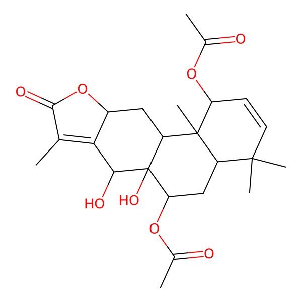 2D Structure of (1-Acetyloxy-6a,7-dihydroxy-4,4,8,11b-tetramethyl-9-oxo-1,4a,5,6,7,10a,11,11a-octahydronaphtho[2,1-f][1]benzofuran-6-yl) acetate