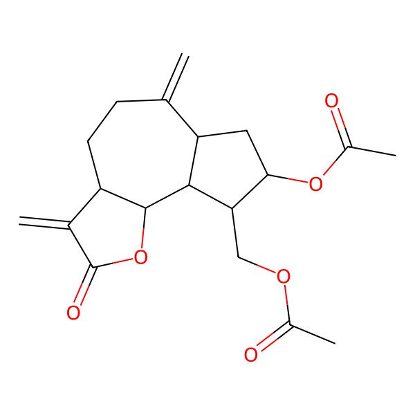 2D Structure of [(3aS,6aR,8S,9R,9aR,9bR)-8-acetyloxy-3,6-dimethylidene-2-oxo-4,5,6a,7,8,9,9a,9b-octahydro-3aH-azuleno[8,7-b]furan-9-yl]methyl acetate