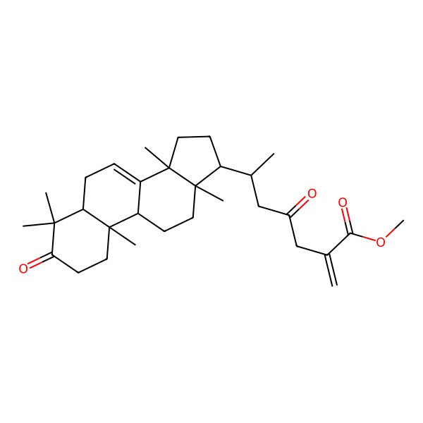 2D Structure of Methyl 2-methylidene-4-oxo-6-(4,4,10,13,14-pentamethyl-3-oxo-1,2,5,6,9,11,12,15,16,17-decahydrocyclopenta[a]phenanthren-17-yl)heptanoate