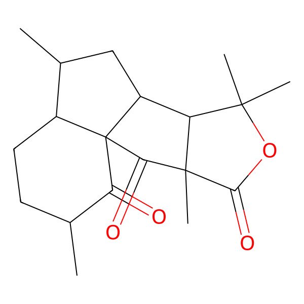 2D Structure of (1S,3R,6R,7S,9S,10S,14S)-3,7,11,11,14-pentamethyl-12-oxatetracyclo[7.6.0.01,6.010,14]pentadecane-2,13,15-trione
