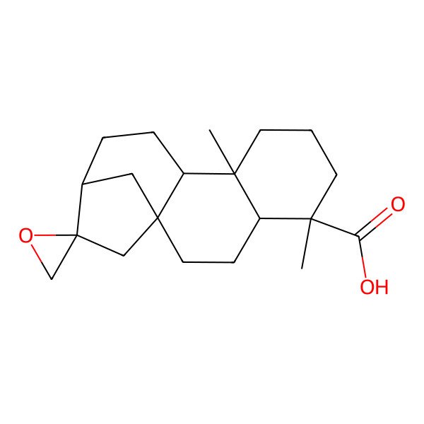 2D Structure of (1'S,2S,4'S,5'S,9'S,10'R,13'R)-5',9'-dimethylspiro[oxirane-2,14'-tetracyclo[11.2.1.01,10.04,9]hexadecane]-5'-carboxylic acid