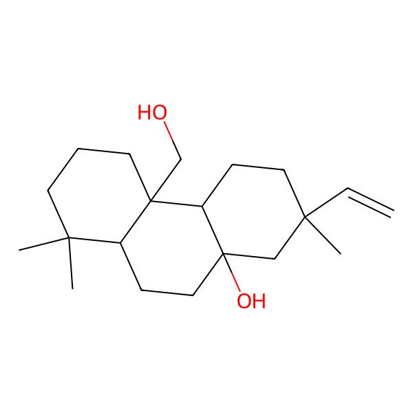 2D Structure of (4aR,4bS,7S,8aR,10aS)-7-ethenyl-4a-(hydroxymethyl)-1,1,7-trimethyl-2,3,4,4b,5,6,8,9,10,10a-decahydrophenanthren-8a-ol