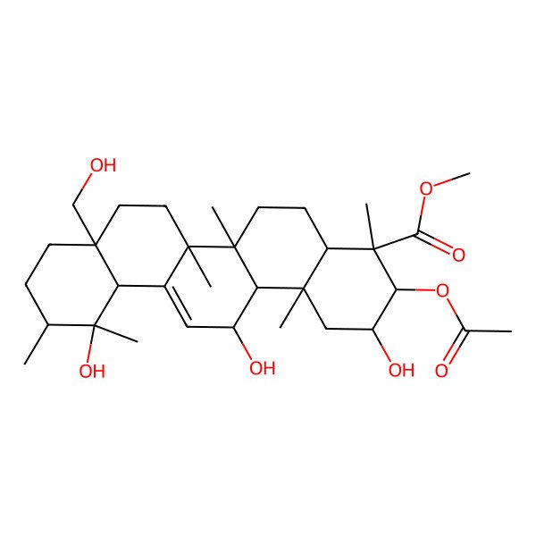 2D Structure of Methyl 3-acetyloxy-2,12,14-trihydroxy-8a-(hydroxymethyl)-4,6a,6b,11,12,14b-hexamethyl-1,2,3,4a,5,6,7,8,9,10,11,12a,14,14a-tetradecahydropicene-4-carboxylate