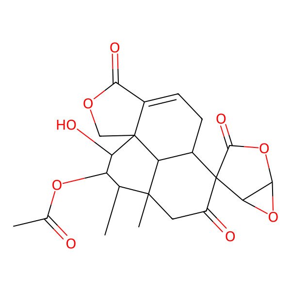 2D Structure of [(1R,1'R,2S,3S,4S,5R,5'S,8S,9R,16R)-2-hydroxy-4,5-dimethyl-3',7,13-trioxospiro[14-oxatetracyclo[7.6.1.01,12.05,16]hexadec-11-ene-8,4'-2,6-dioxabicyclo[3.1.0]hexane]-3-yl] acetate
