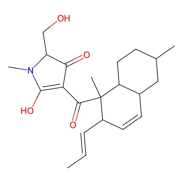 2D Structure of (2S)-4-[(1S,2R,4aS,6R,8aR)-1,6-dimethyl-2-[(E)-prop-1-enyl]-4a,5,6,7,8,8a-hexahydro-2H-naphthalene-1-carbonyl]-5-hydroxy-2-(hydroxymethyl)-1-methyl-2H-pyrrol-3-one