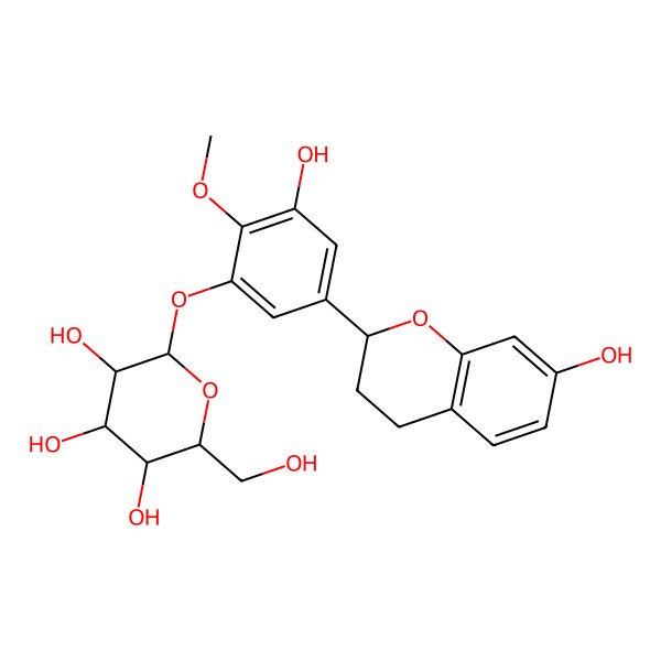 2D Structure of (2R,3R,4S,5S,6R)-2-[3-hydroxy-5-[(2S)-7-hydroxy-3,4-dihydro-2H-chromen-2-yl]-2-methoxyphenoxy]-6-(hydroxymethyl)oxane-3,4,5-triol