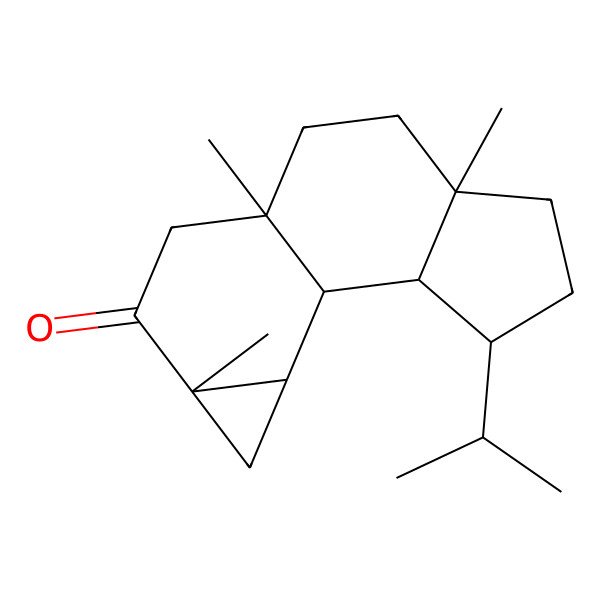 2D Structure of (1R,2R,3R,6R,9S,12S,14S)-6,9,12-trimethyl-3-propan-2-yltetracyclo[7.5.0.02,6.012,14]tetradecan-11-one