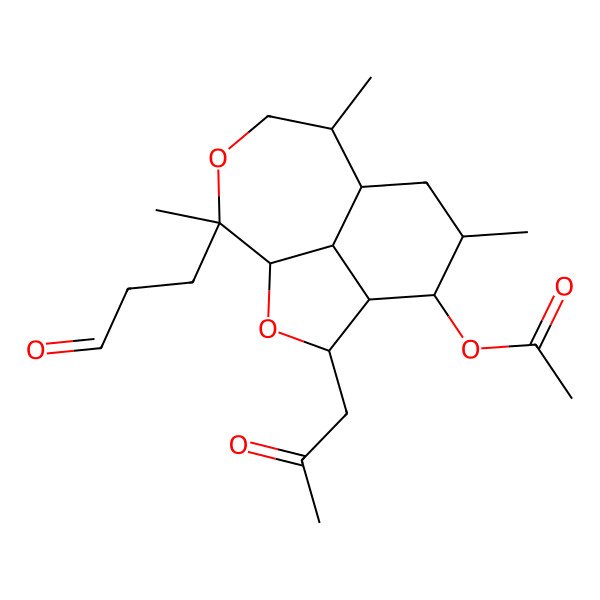 2D Structure of [6,9,12-Trimethyl-3-(2-oxopropyl)-12-(3-oxopropyl)-2,11-dioxatricyclo[6.4.1.04,13]tridecan-5-yl] acetate