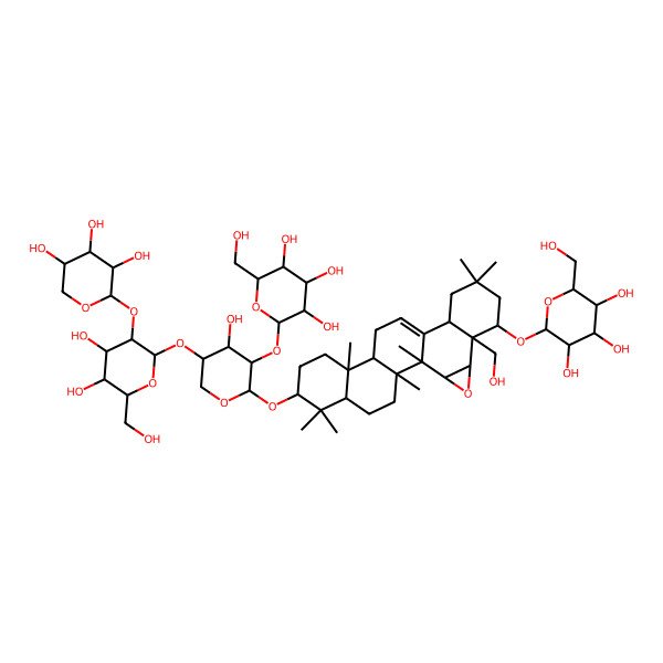 2D Structure of 2-[[7-[5-[4,5-Dihydroxy-6-(hydroxymethyl)-3-(3,4,5-trihydroxyoxan-2-yl)oxyoxan-2-yl]oxy-4-hydroxy-3-[3,4,5-trihydroxy-6-(hydroxymethyl)oxan-2-yl]oxyoxan-2-yl]oxy-20-(hydroxymethyl)-1,2,6,6,10,17,17-heptamethyl-22-oxahexacyclo[12.9.0.02,11.05,10.015,20.021,23]tricos-13-en-19-yl]oxy]-6-(hydroxymethyl)oxane-3,4,5-triol