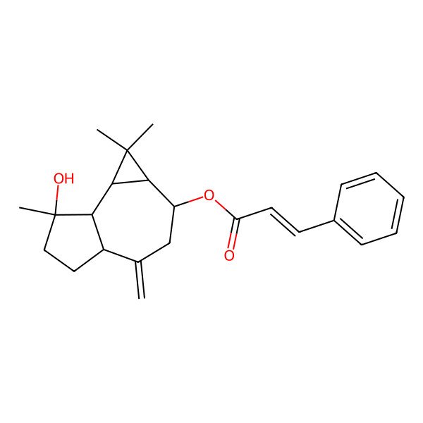 2D Structure of [(1aR,2S,4aR,7S,7aS,7bS)-7-hydroxy-1,1,7-trimethyl-4-methylidene-1a,2,3,4a,5,6,7a,7b-octahydrocyclopropa[e]azulen-2-yl] (E)-3-phenylprop-2-enoate