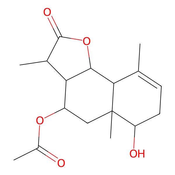 2D Structure of [(3S,3aR,4S,5aR,6R,9aS,9bR)-6-hydroxy-3,5a,9-trimethyl-2-oxo-3,3a,4,5,6,7,9a,9b-octahydrobenzo[g][1]benzofuran-4-yl] acetate