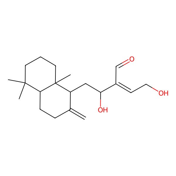 2D Structure of (E)-2-[(1R)-2-[(1S,4aS,8aS)-5,5,8a-trimethyl-2-methylidene-3,4,4a,6,7,8-hexahydro-1H-naphthalen-1-yl]-1-hydroxyethyl]-4-hydroxybut-2-enal