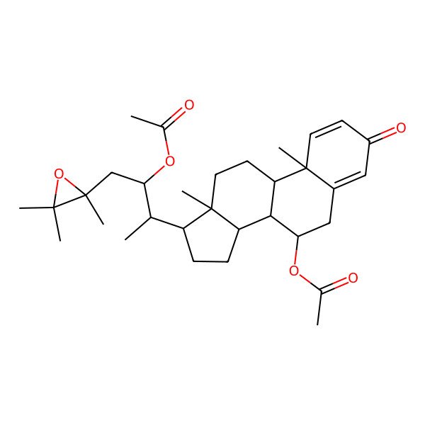 2D Structure of [(7R,8S,9S,10R,13R,14S,17R)-17-[(2S,3R)-3-acetyloxy-4-[(2S)-2,3,3-trimethyloxiran-2-yl]butan-2-yl]-10,13-dimethyl-3-oxo-6,7,8,9,11,12,14,15,16,17-decahydrocyclopenta[a]phenanthren-7-yl] acetate