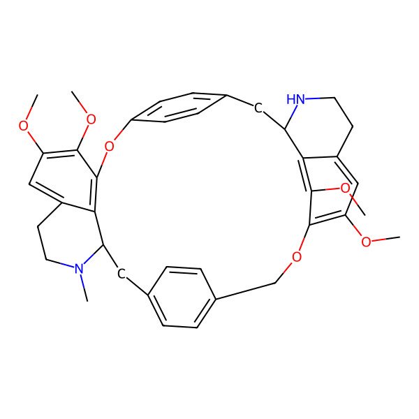 2D Structure of (1R,16R)-9,10,25,32-tetramethoxy-15-methyl-7,23-dioxa-15,30-diazaheptacyclo[22.6.2.23,6.218,21.18,12.027,31.016,35]heptatriaconta-3(37),4,6(36),8(35),9,11,18,20,24,26,31,33-dodecaene
