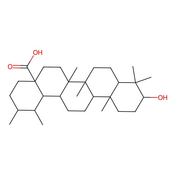 2D Structure of 10-hydroxy-1,2,6a,6b,9,9,12a-heptamethyl-2,3,4,5,6,6a,7,8,8a,10,11,12,13,14,14a,14b-hexadecahydro-1H-picene-4a-carboxylic acid