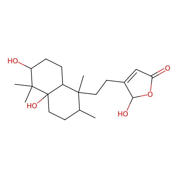 2D Structure of 3-[2-(4a,6-dihydroxy-1,2,5,5-tetramethyl-3,4,6,7,8,8a-hexahydro-2H-naphthalen-1-yl)ethyl]-2-hydroxy-2H-furan-5-one