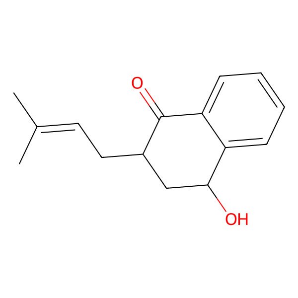 2D Structure of 1(2H)-Naphthalenone, 3,4-dihydro-4-hydroxy-2-(3-methyl-2-butenyl)-, (2R,4R)-; 1(2H)-Naphthalenone, 3,4-dihydro-4-hydroxy-2-(3-methyl-2-butenyl)-, (2R,4S)-
