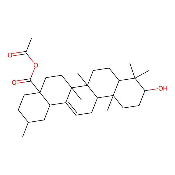 2D Structure of acetyl (2R,4aS,6aR,6aS,6bR,8aR,10S,12aR,14bS)-10-hydroxy-2,6a,6b,9,9,12a-hexamethyl-2,3,4,5,6,6a,7,8,8a,10,11,12,13,14b-tetradecahydro-1H-picene-4a-carboxylate