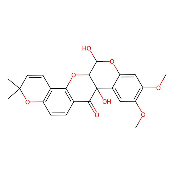 2D Structure of (1S,14R,22R)-14,22-dihydroxy-17,18-dimethoxy-7,7-dimethyl-2,8,21-trioxapentacyclo[12.8.0.03,12.04,9.015,20]docosa-3(12),4(9),5,10,15,17,19-heptaen-13-one