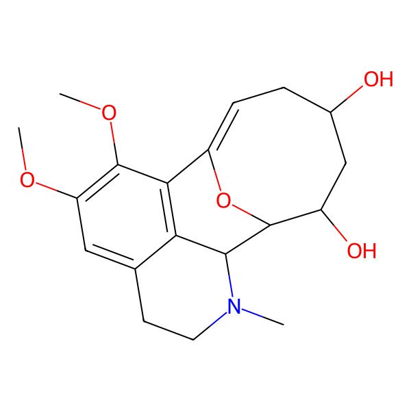 2D Structure of (5R,7R,8S,9R)-15,16-dimethoxy-10-methyl-18-oxa-10-azatetracyclo[7.7.1.12,8.013,17]octadeca-1(17),2,13,15-tetraene-5,7-diol