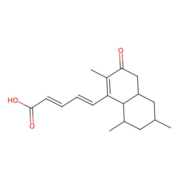 2D Structure of (2E,4E)-5-[(4aR,6S,8S,8aR)-2,6,8-trimethyl-3-oxo-4a,5,6,7,8,8a-hexahydro-4H-naphthalen-1-yl]penta-2,4-dienoic acid