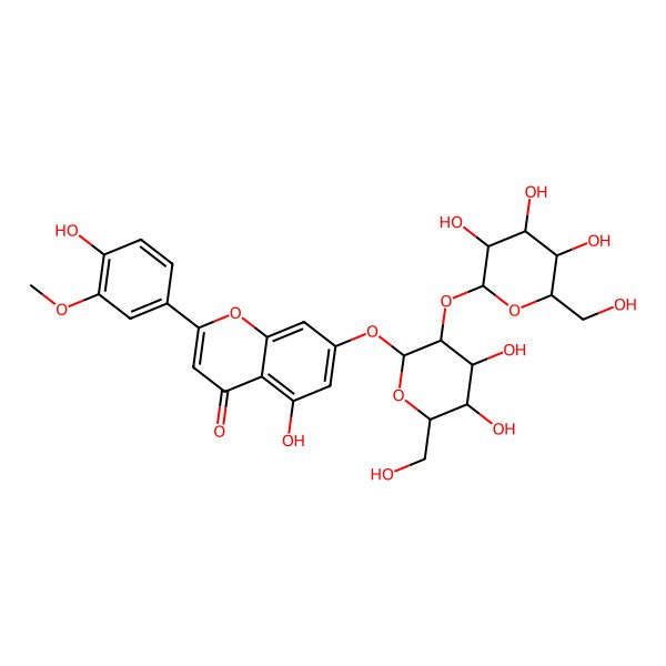 2D Structure of 7-[(2S,3R,4S,5S,6R)-4,5-dihydroxy-6-(hydroxymethyl)-3-[(2S,3R,4R,5S,6R)-3,4,5-trihydroxy-6-(hydroxymethyl)oxan-2-yl]oxyoxan-2-yl]oxy-5-hydroxy-2-(4-hydroxy-3-methoxyphenyl)chromen-4-one