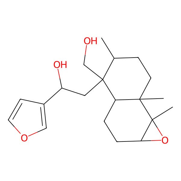 2D Structure of (1R)-2-[(1aR,3aR,4R,5R,7aS,7bS)-4-(hydroxymethyl)-5,7a,7b-trimethyl-2,3,3a,5,6,7-hexahydro-1aH-naphtho[1,2-b]oxiren-4-yl]-1-(furan-3-yl)ethanol
