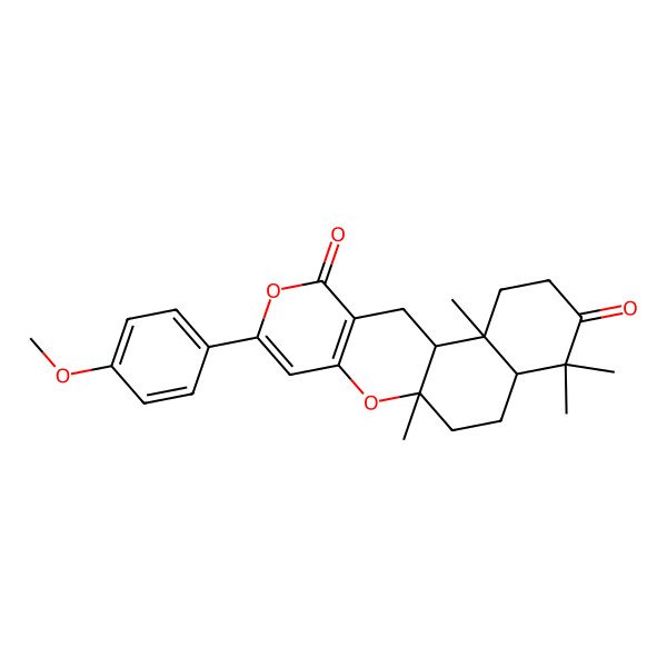 2D Structure of 14-(4-Methoxyphenyl)-2,6,6,10-tetramethyl-11,15-dioxatetracyclo[8.8.0.02,7.012,17]octadeca-12(17),13-diene-5,16-dione