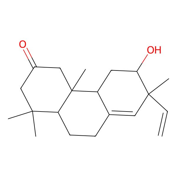 2D Structure of (4aR,4bR,6S,7R,10aR)-7-ethenyl-6-hydroxy-1,1,4a,7-tetramethyl-2,4,4b,5,6,9,10,10a-octahydrophenanthren-3-one