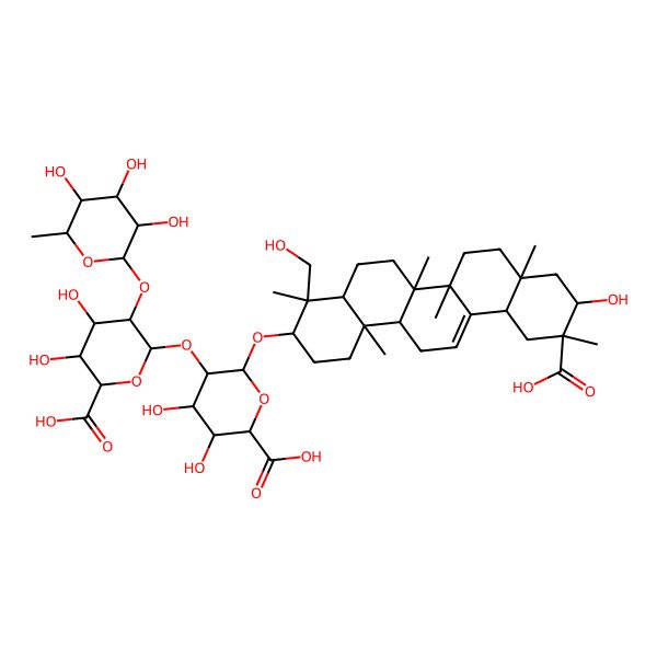 2D Structure of 5-[6-Carboxy-4,5-dihydroxy-3-(3,4,5-trihydroxy-6-methyloxan-2-yl)oxyoxan-2-yl]oxy-6-[[11-carboxy-10-hydroxy-4-(hydroxymethyl)-4,6a,6b,8a,11,14b-hexamethyl-1,2,3,4a,5,6,7,8,9,10,12,12a,14,14a-tetradecahydropicen-3-yl]oxy]-3,4-dihydroxyoxane-2-carboxylic acid