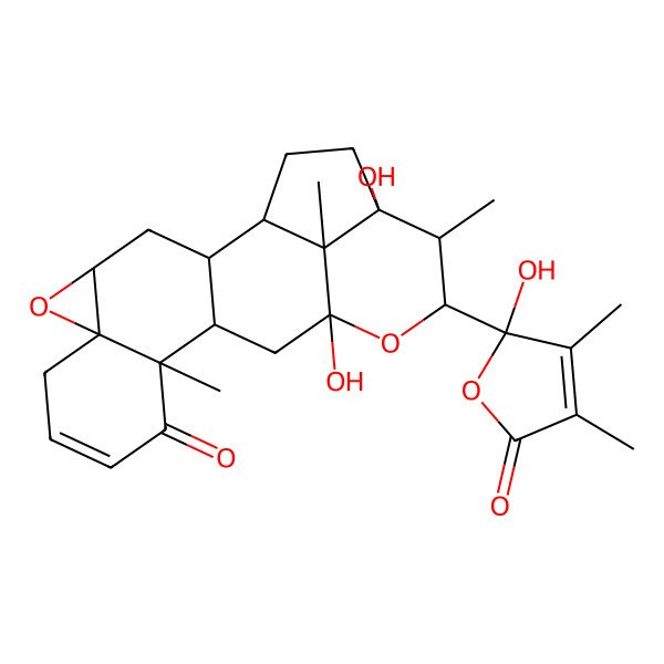 2D Structure of 14,18-Dihydroxy-16-(2-hydroxy-3,4-dimethyl-5-oxofuran-2-yl)-11,17,21-trimethyl-5,15-dioxahexacyclo[12.6.1.02,12.04,6.06,11.018,21]henicos-8-en-10-one