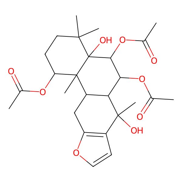 2D Structure of (5,6-Diacetyloxy-4a,7-dihydroxy-4,4,7,11b-tetramethyl-1,2,3,5,6,6a,11,11a-octahydronaphtho[2,1-f][1]benzofuran-1-yl) acetate