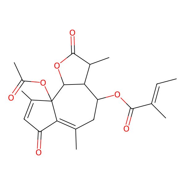 2D Structure of [(3R,3aR,4S,9aS,9bR)-9a-acetyloxy-3,6,9-trimethyl-2,7-dioxo-3a,4,5,9b-tetrahydro-3H-azuleno[4,5-b]furan-4-yl] (E)-2-methylbut-2-enoate